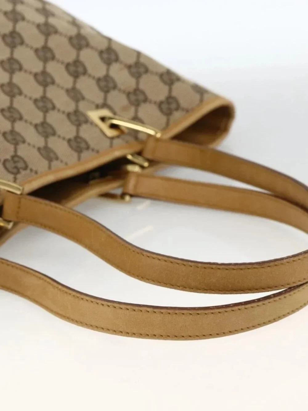 GUCCI GG Canvas Tote Bag Beige Gold 002 1098 2404 Auth ka2901